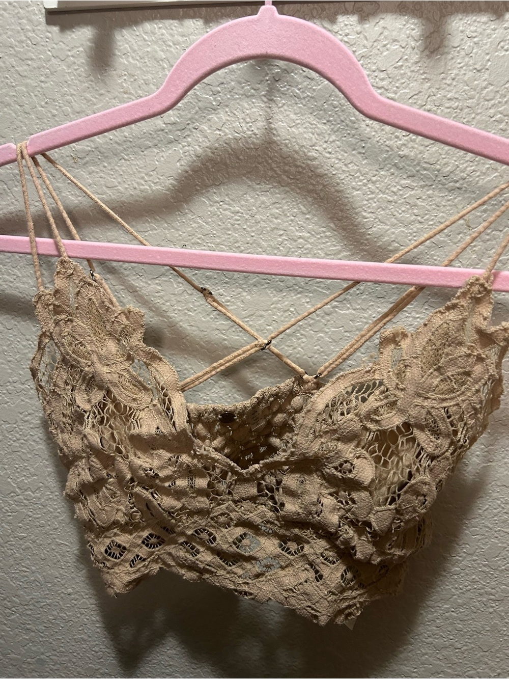 Free People Beige Lace Crochet Bralette